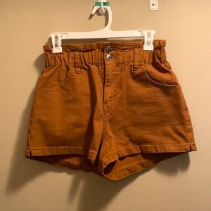 Rust-colored paper bag style shorts (high waisted)